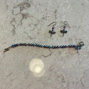 DRAGONFLY JEWELRY SET BRACELET & EARRINGS